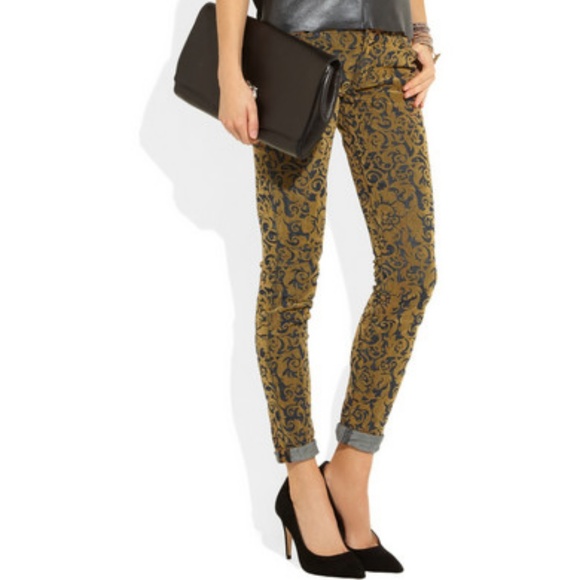 J Brand Denim - J Brand Velvet Gold Jaquard Baroque Jeans 24